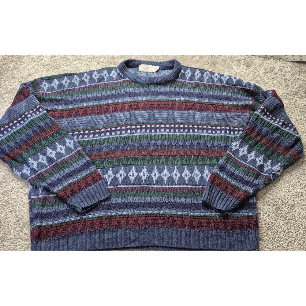 Vintage The Men's Store‎ At Sears Acrylic Knit Multicolor Sweater - Size XL